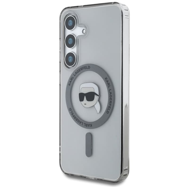 Karl Lagerfeld Button Karl Head Printed Logo MagSafe - Case for Samsung Galaxy S25 (Black) 2