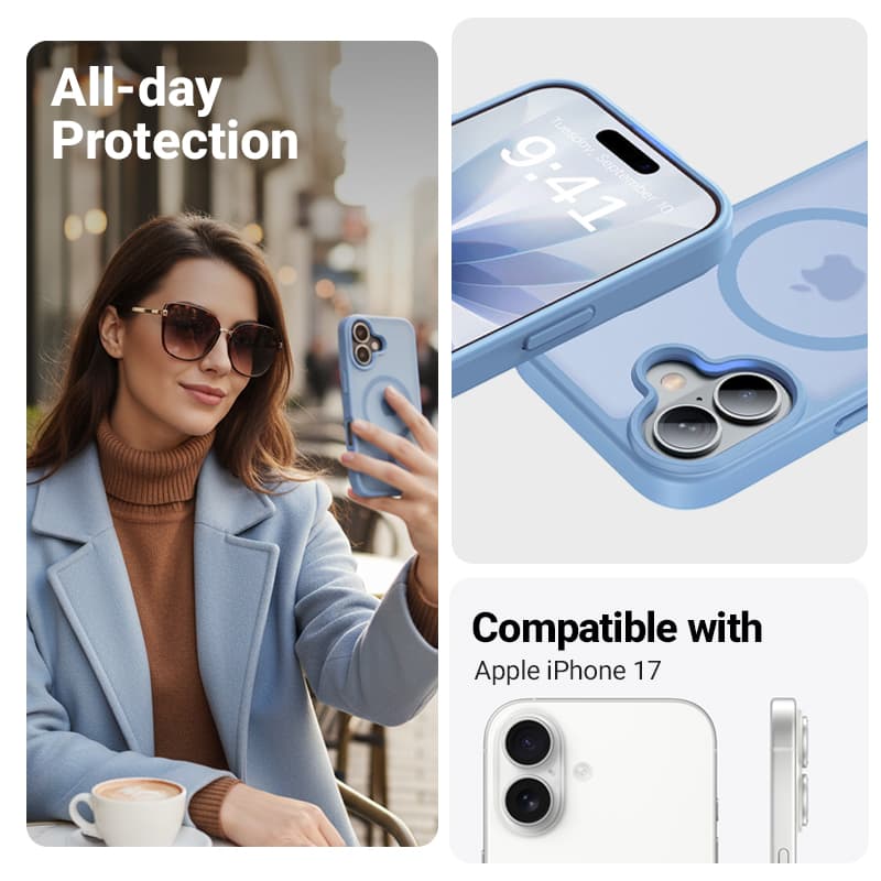 Crong Hybrid Matte Magnetic - MagSafe iPhone 17 Case (Blue) 4