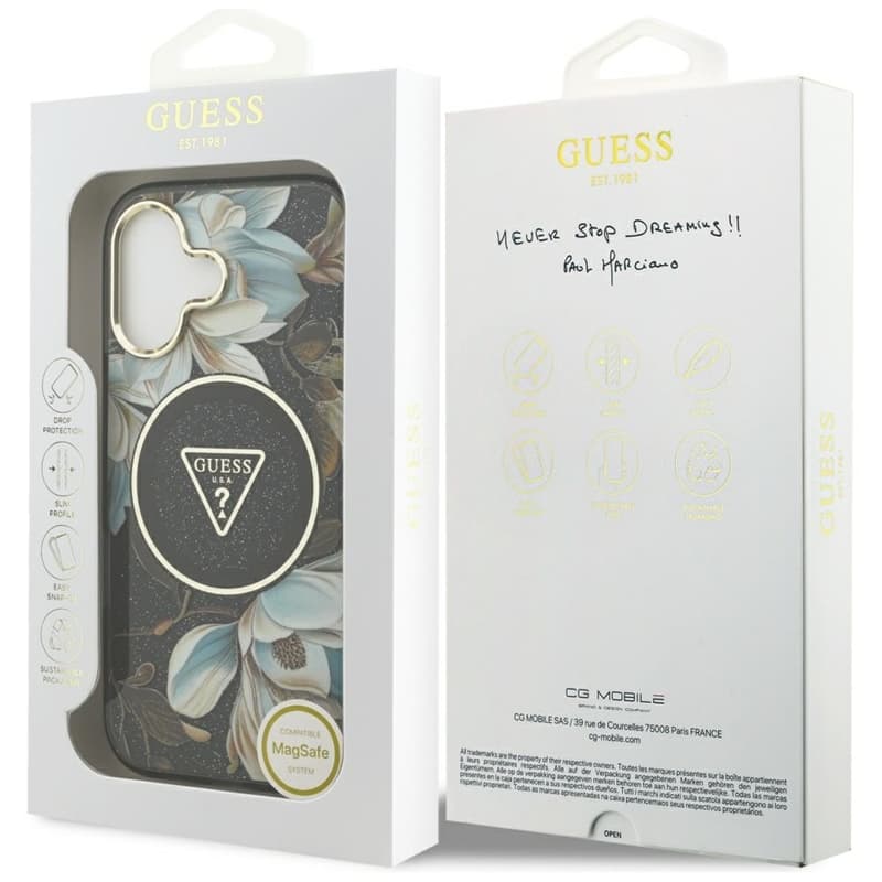 Guess IML Glitter Flowers Triangle MagSafe - Case iPhone 17 (black) 8