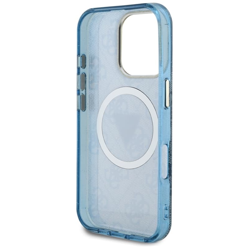 Guess IML Metal Glitter 4G Circle Triangle MagSafe - Case for iPhone 16 Pro (blue) 7