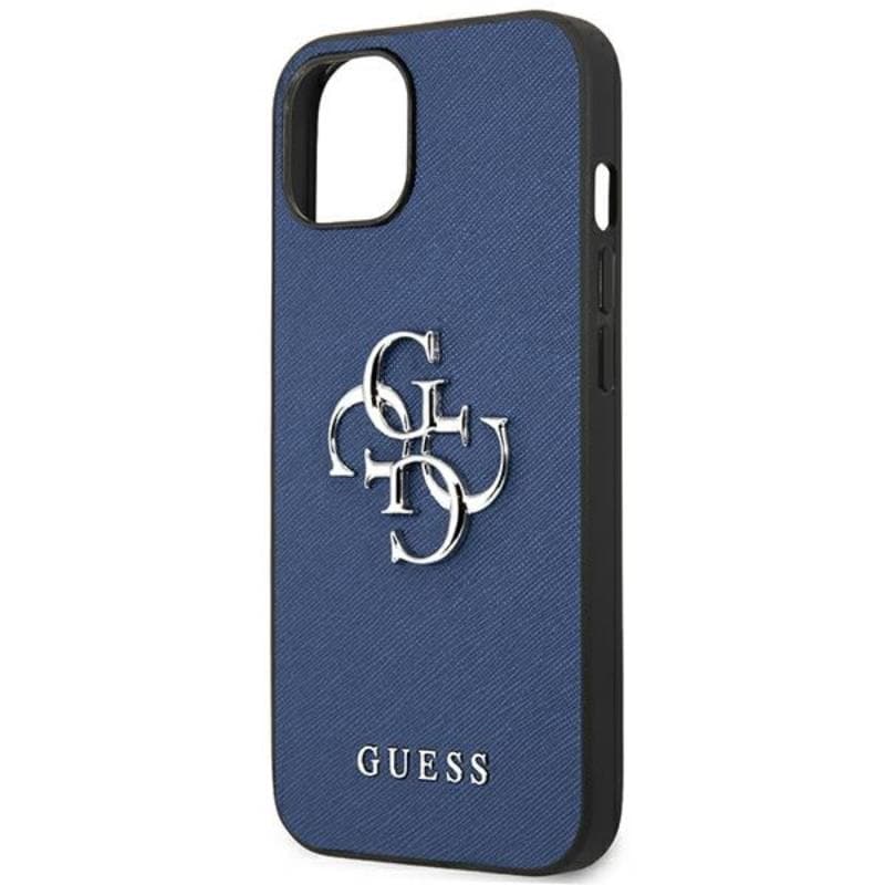 Guess Saffiano 4G Big Silver Logo - Case for iPhone 13 mini (Blue) 6