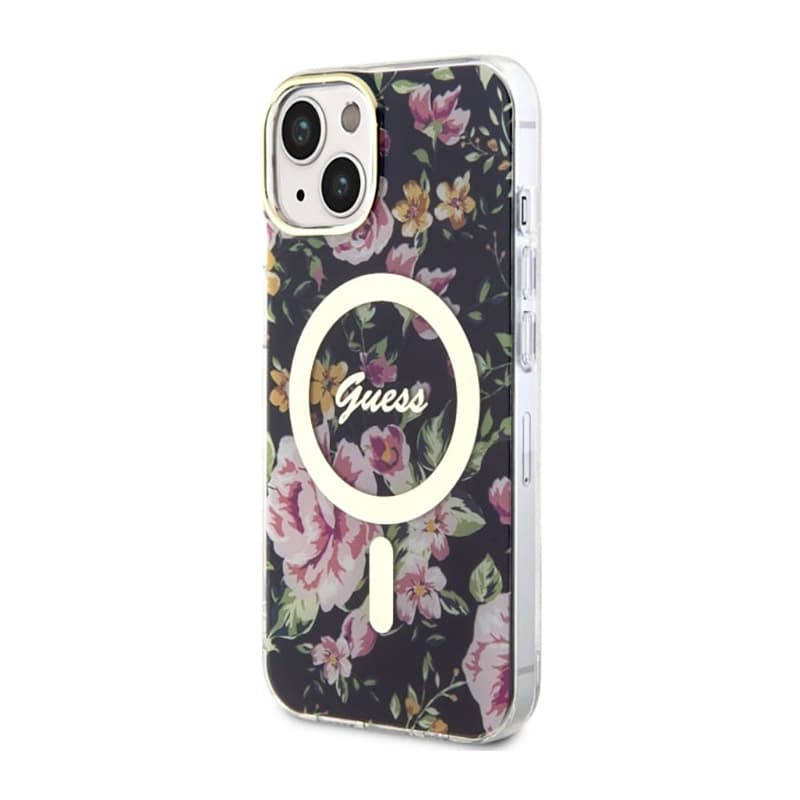 Guess Flower MagSafe - Case for iPhone 14 (Black) 2