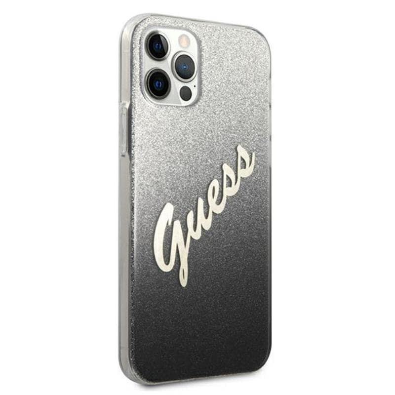 Guess Glitter Gradient Script - Case for iPhone 12 Pro Max (Black) 4