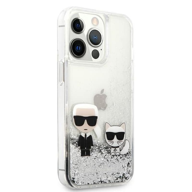 Karl Lagerfeld Liquid Glitter Karl & Choupette - Case for iPhone 13 Pro (Silver) 4