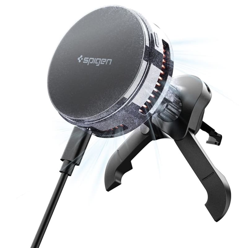 Spigen Essential EV25MFAQ - Magnetic Car Vent Mount with 25W Wireless Charging MagSafe Qi2.2 (Black) 1