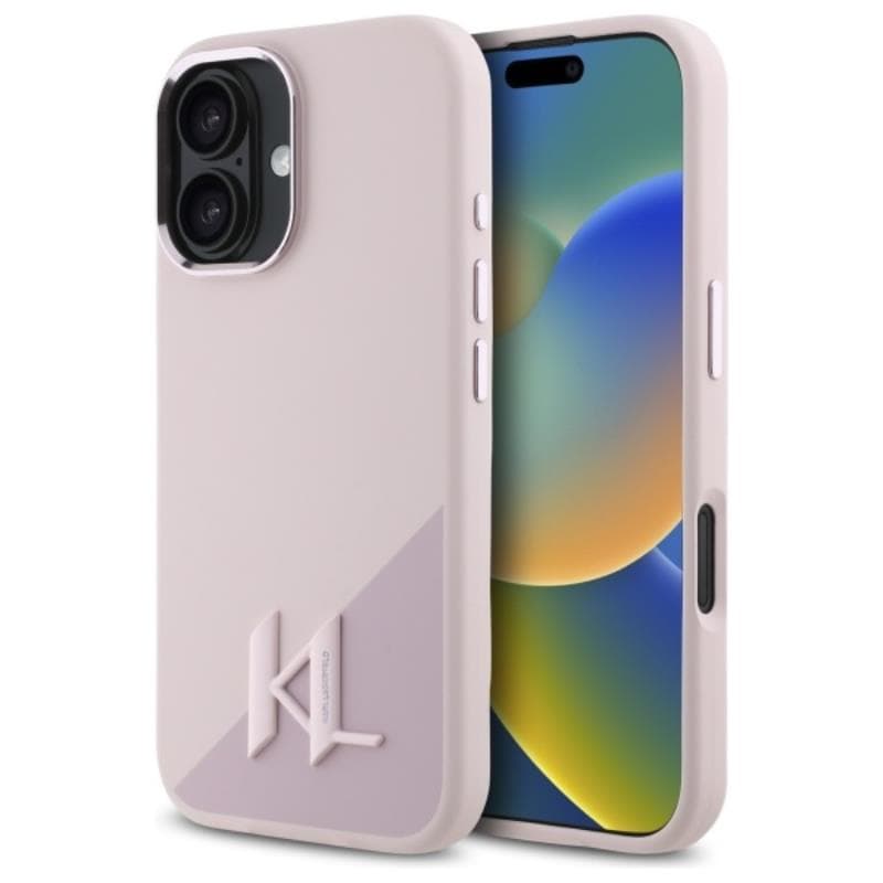 Karl Lagerfeld Silicone Shadow Metal Initial MagSafe - Case for iPhone 16 (pink) 1