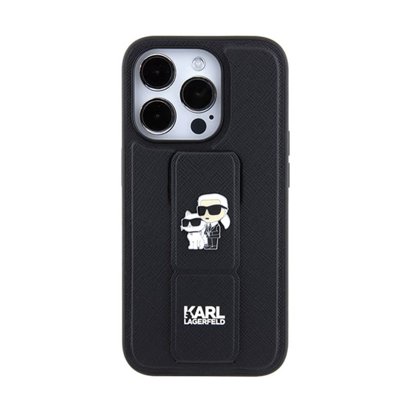 Karl Lagerfeld Gripstand Saffiano Karl & Choupette Pins - iPhone 13 Pro Case (black) 3