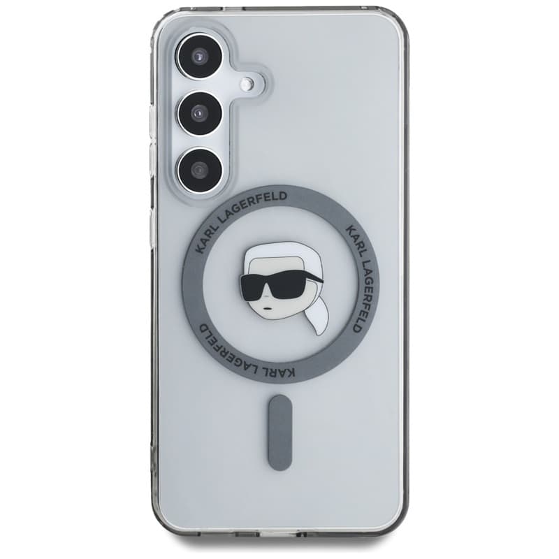 Karl Lagerfeld Button Karl Head Printed Logo MagSafe - Case for Samsung Galaxy S25 (Black) 3