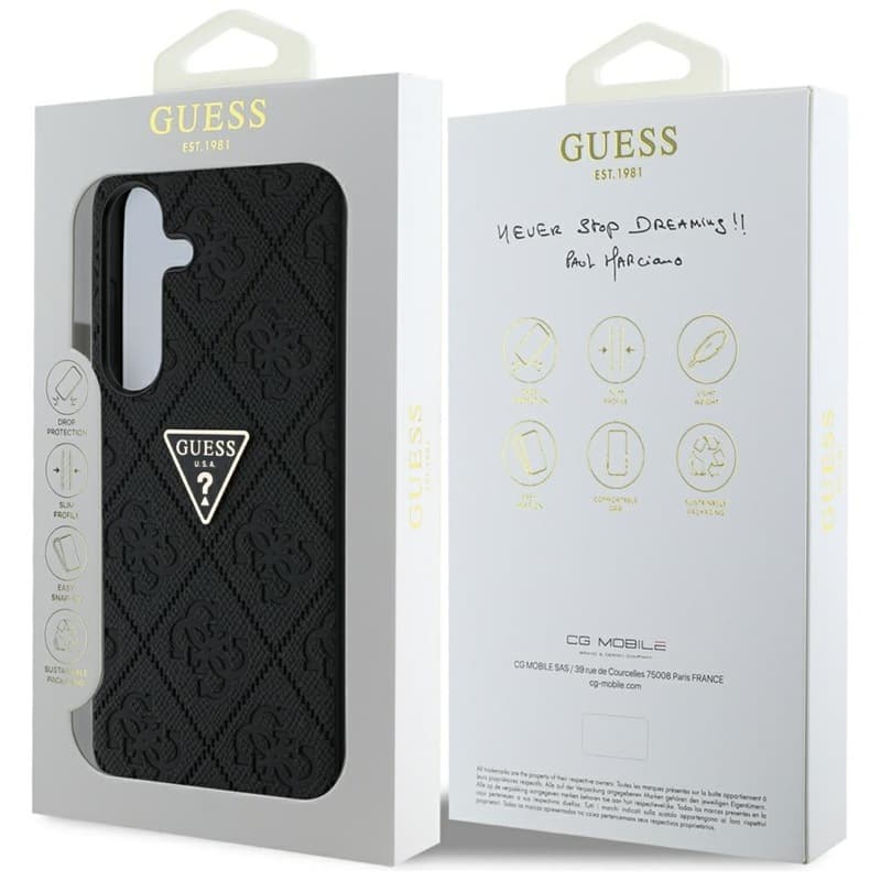 Guess Hot Stamp 4G Pattern Triangle Metal Logo - Case for Samsung Galaxy S25 (black) 8