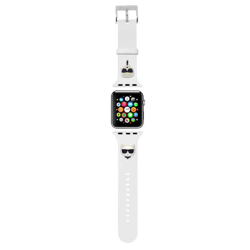 Karl Lagerfeld Silicone Karl & Choupette Heads - Watch Strap for Apple Watch 42/44/45 mm (White) 2