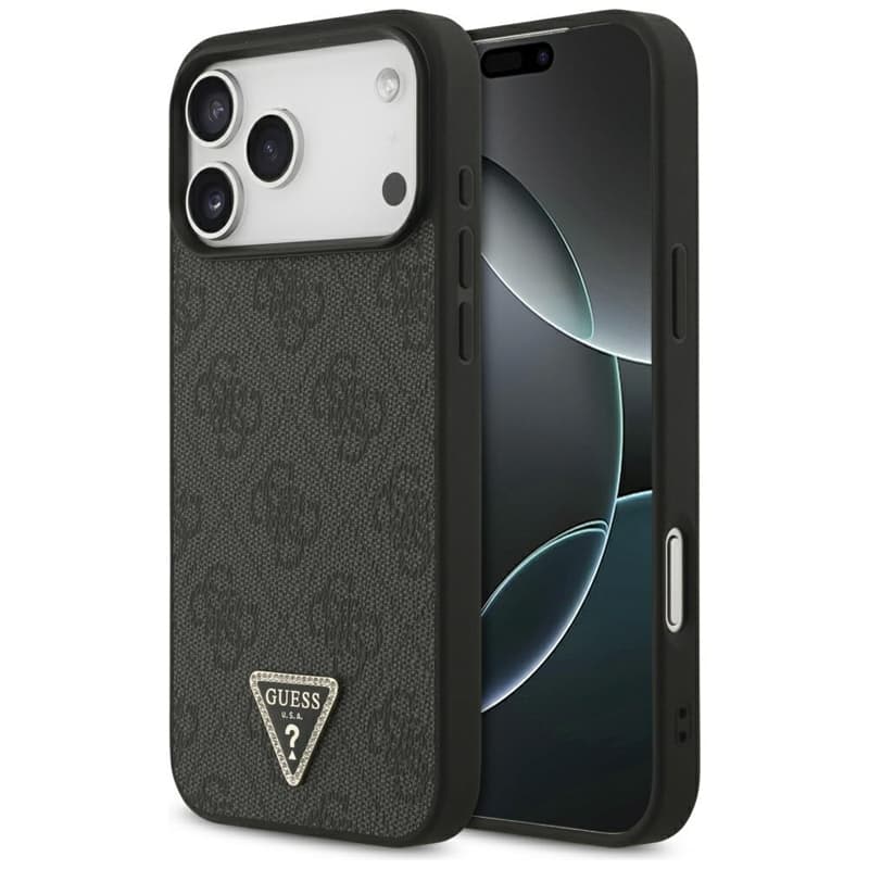 Guess Leather 4G Triangle Strass MagSafe - Case iPhone 17 Pro Max (Black)