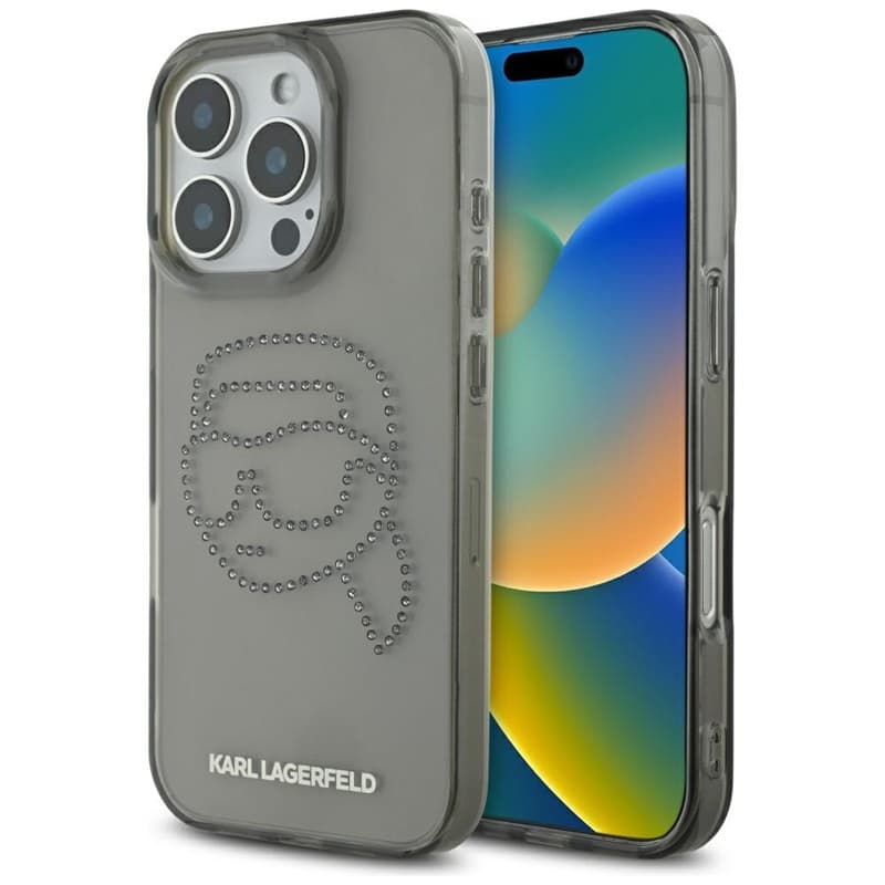 Karl Lagerfeld IML Rhinestones Karl Head - Case for iPhone 16 Pro (black)