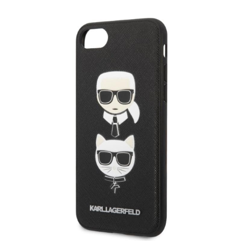 Karl Lagerfeld Saffiano Karl & Choupette Heads - Case for iPhone SE 2022 / SE 2020 / 8 / 7 (Black) 6