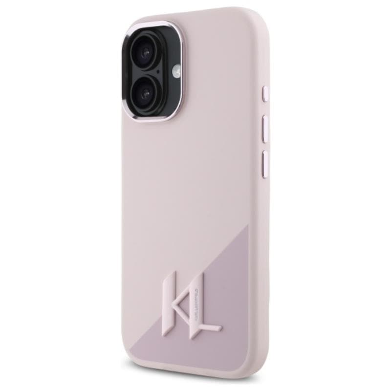 Karl Lagerfeld Silicone Shadow Metal Initial MagSafe - Case for iPhone 16 (pink) 2