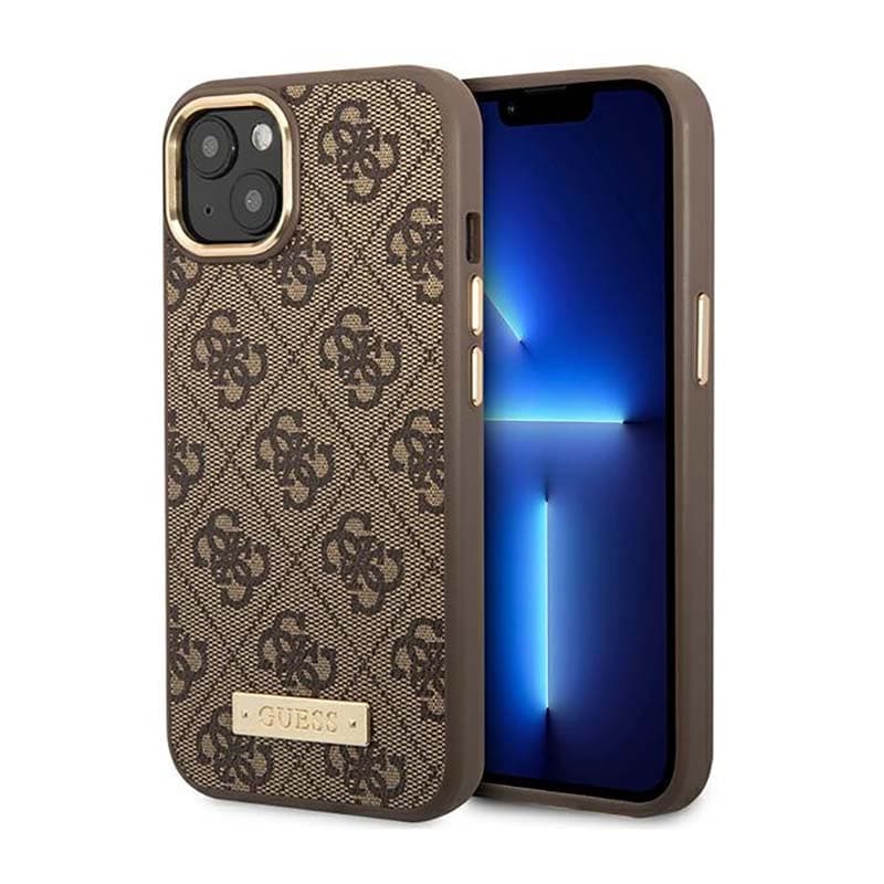Guess 4G Logo Plate MagSafe - Case for iPhone 14 Plus (Brown) 1