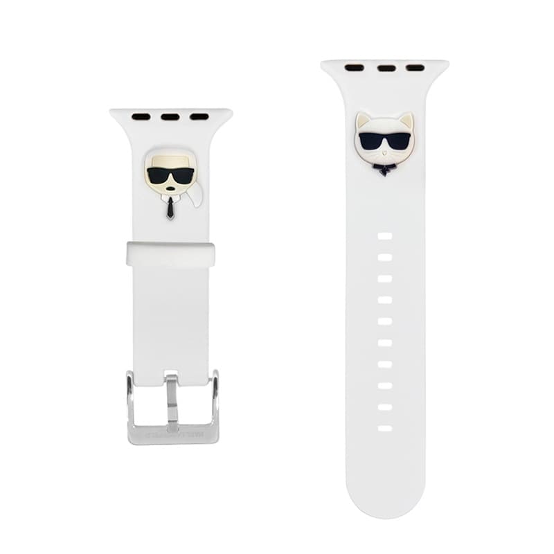 Karl Lagerfeld Silicone Karl & Choupette Heads - Watch Strap for Apple Watch 42/44/45 mm (White) 3