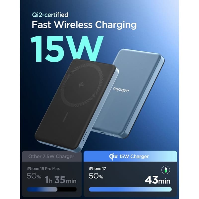 Spigen EA2205MQ Essential - Power Bank MagSafe 5000 mAh 22.5W Qi2 (Teal Blue) 3