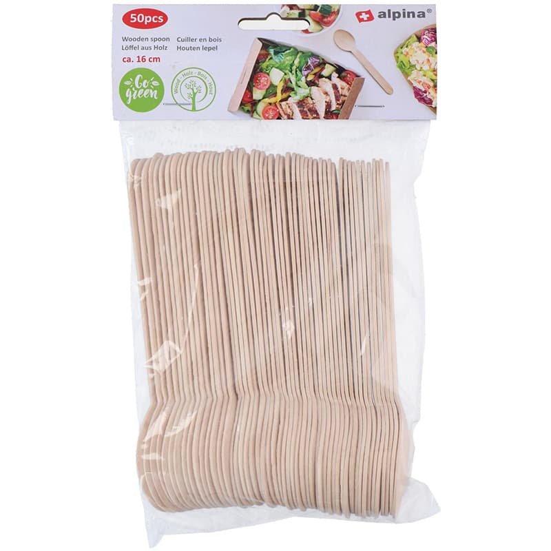 Alpina - Disposable wooden spoons 16 cm 50 pcs 1