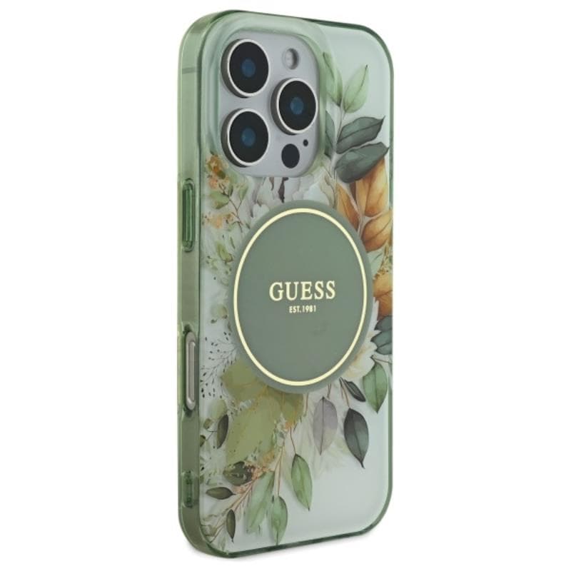 Guess IML Flower & Tonal Circle MagSafe - Case for iPhone 16 Pro (Green) 3