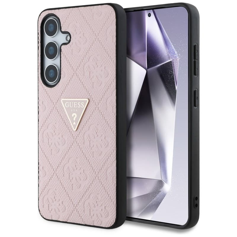 Guess Hot Stamp 4G Pattern Triangle Metal Logo - Case for Samsung Galaxy S25 (pink)