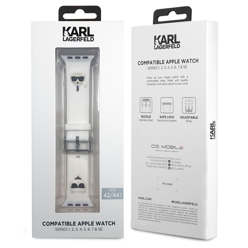 Karl Lagerfeld Silicone Karl & Choupette Heads - Watch Strap for Apple Watch 42/44/45 mm (White) 4