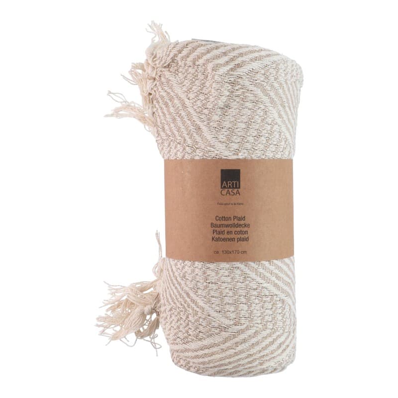 Arti Casa - Herringbone Cotton Blanket 130x170 cm (Beige / White)