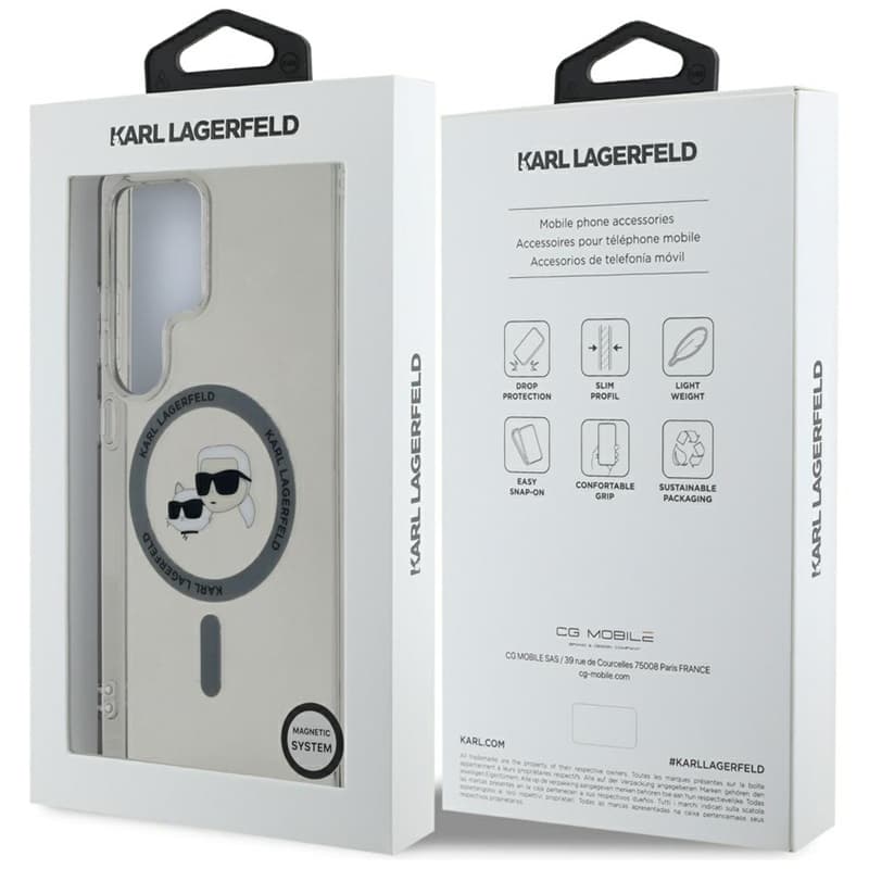 Karl Lagerfeld Button Karl & Choupette Heads Printed Logo MagSafe - Case for Samsung Galaxy S25 Ultra (Black) 8