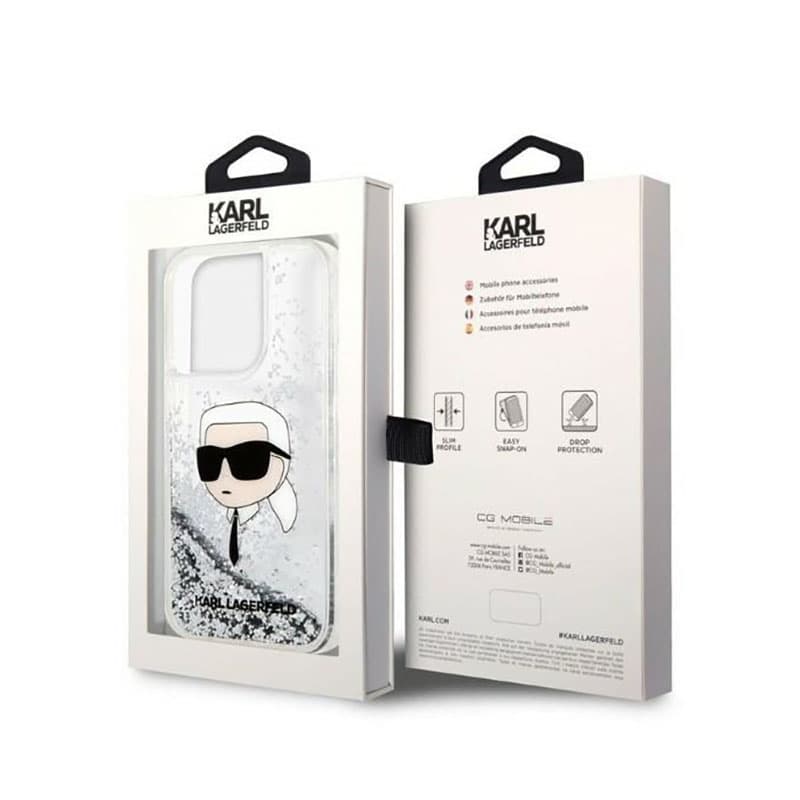 Karl Lagerfeld Liquid Glitter NFT Karl's Head - Case for iPhone 14 Pro Max (Silver) 8