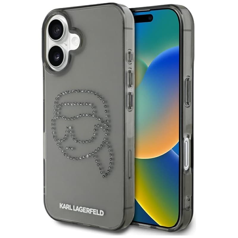 Karl Lagerfeld IML Rhinestones Karl Head - Case for iPhone 16 (black) 1