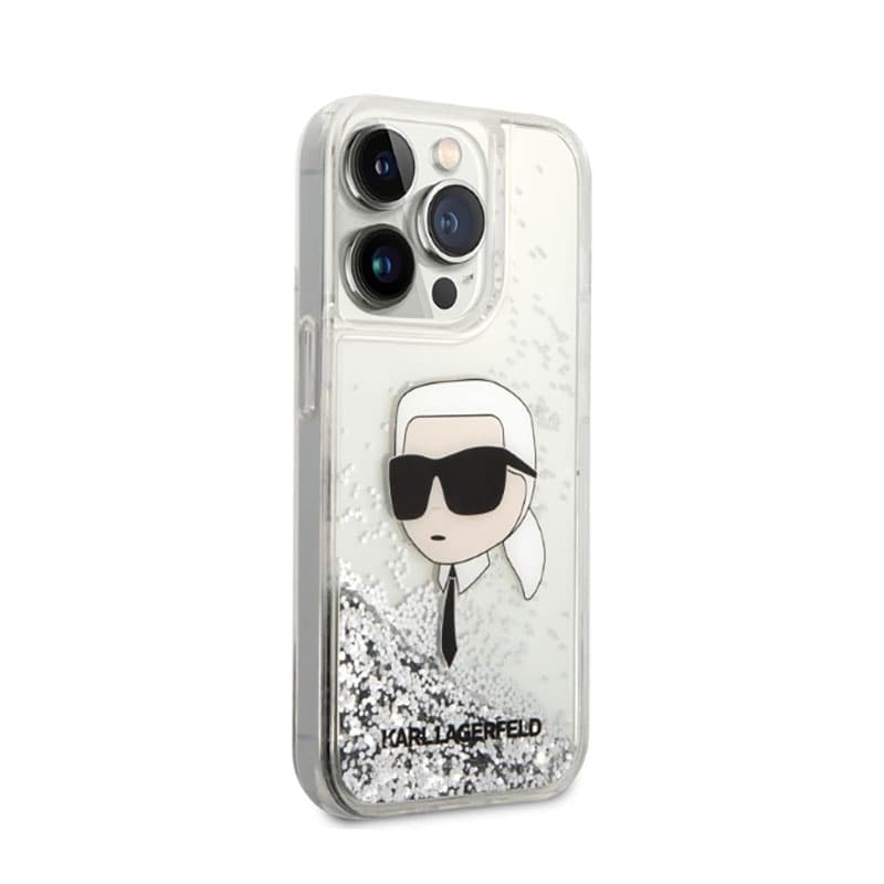 Karl Lagerfeld Liquid Glitter NFT Karl's Head - Case for iPhone 14 Pro (Silver) 4