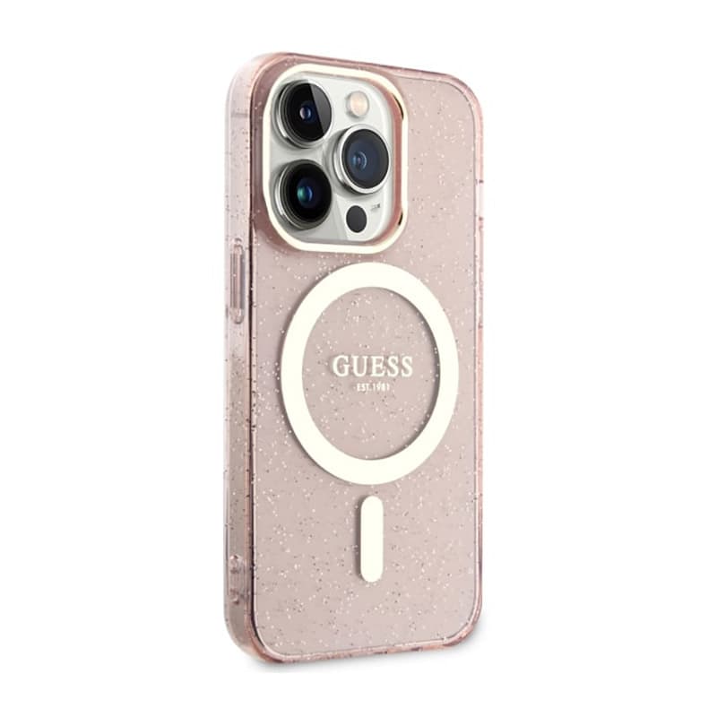 Guess Glitter Gold MagSafe - Case for iPhone 14 Pro (Pink) 4