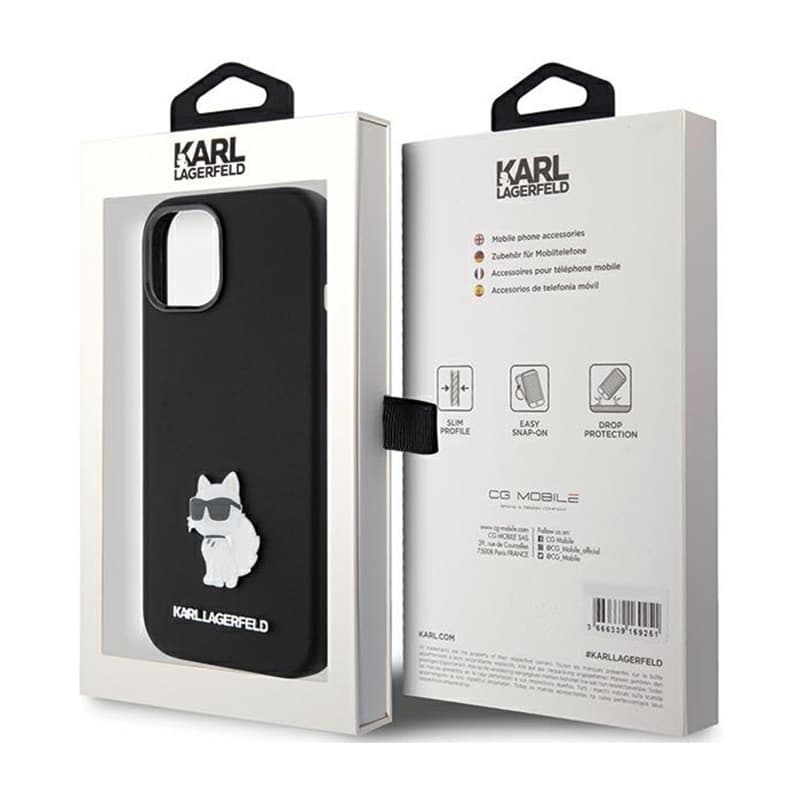 Karl Lagerfeld Silicone Choupette Metal Pin - iPhone 15 Plus Case (Black) 8