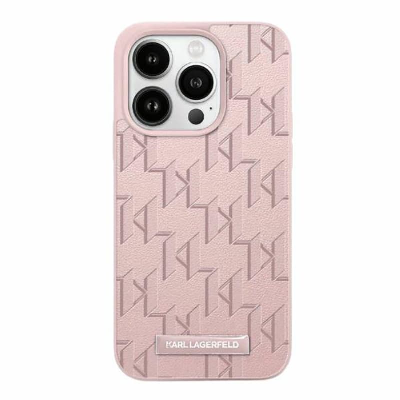 Karl Lagerfeld Leather Monogram Metal Logo - Case iPhone 15 Pro (pink) 1
