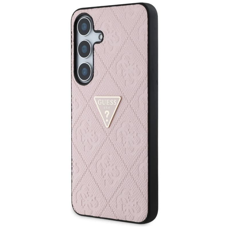 Guess Hot Stamp 4G Pattern Triangle Metal Logo - Case for Samsung Galaxy S25 (pink) 2