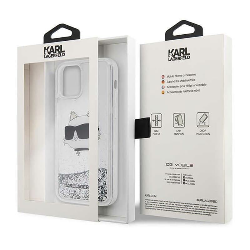 Karl Lagerfeld Liquid Glitter NFT Choupette Head - Case for iPhone 12 / iPhone 12 Pro (Silver) 8