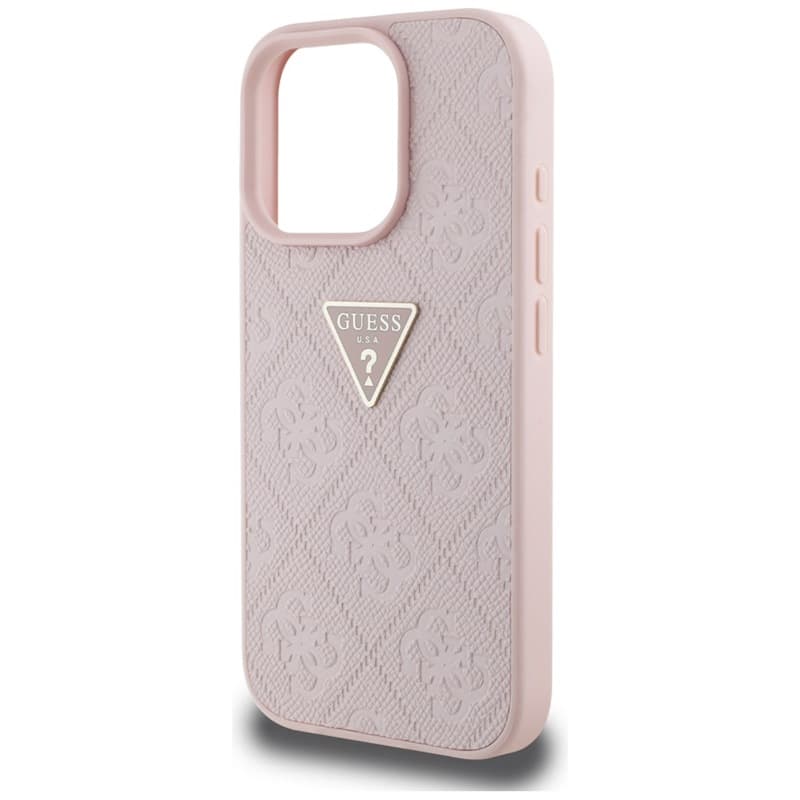 Guess Hot Stamp 4G Pattern Triangle Metal Logo - Case for iPhone 16 Pro (pink) 6