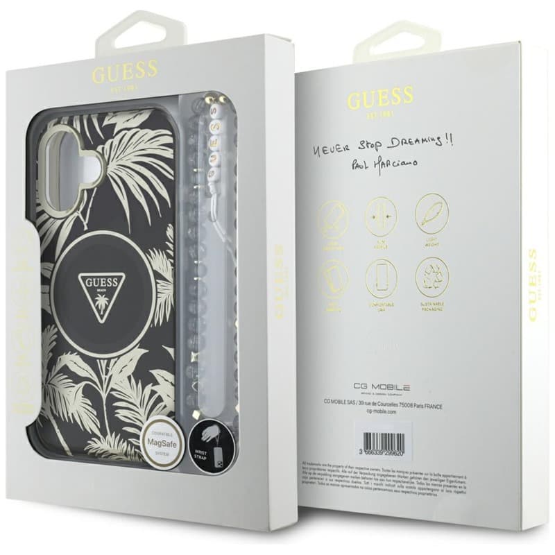 Guess Palm Trees Triangle Pearl Strap MagSafe - Case for iPhone 16 (black) 7