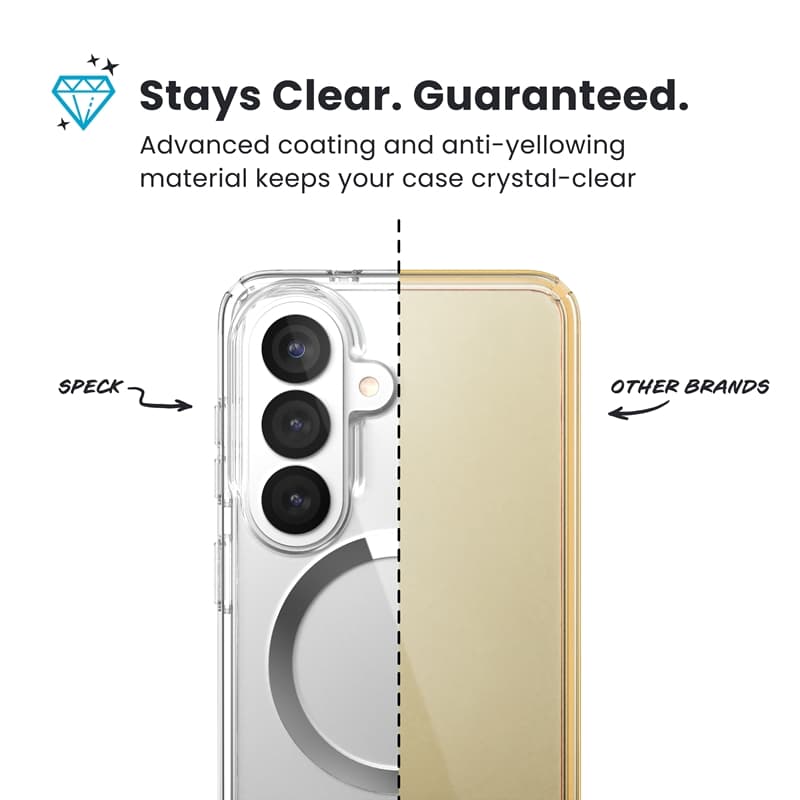 Speck Presidio Perfect-Clear Magnet - Samsung Galaxy S26 MagSafe Case (Clear/Clear/Silver) 3