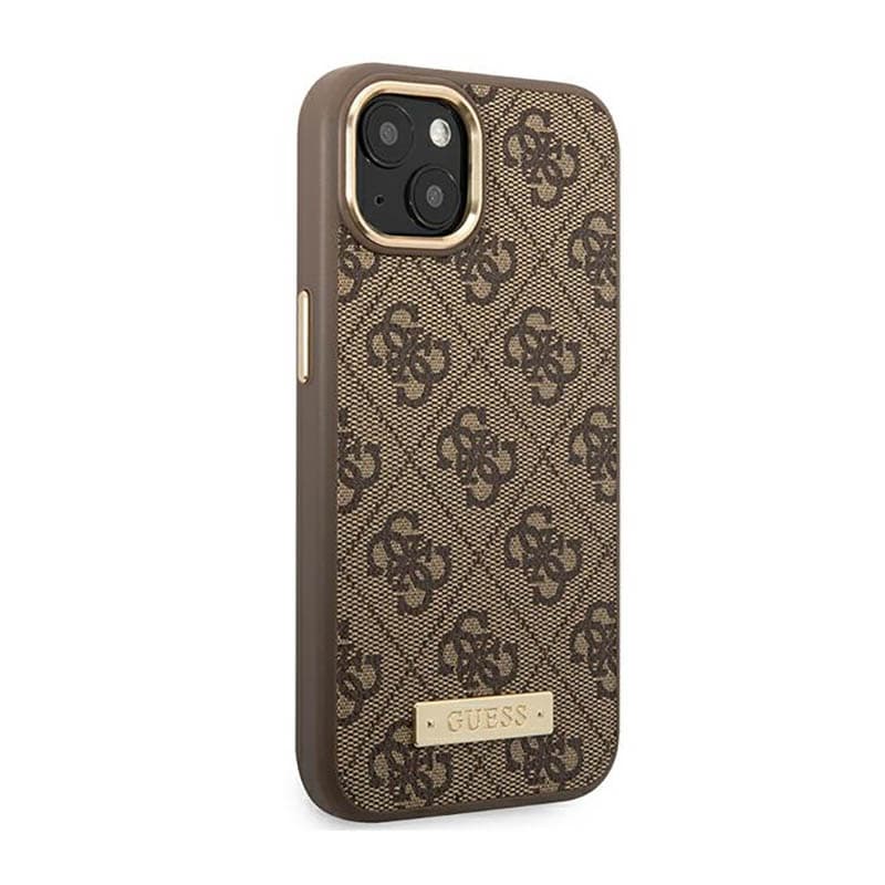 Guess 4G Logo Plate MagSafe - Case for iPhone 14 Plus (Brown) 4