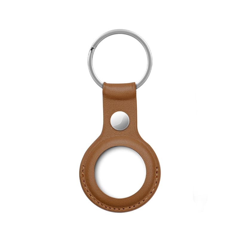 Crong Leather Case with Key Ring – Protective leather case with key ring for Apple AirTag 1/2 (brown) 4