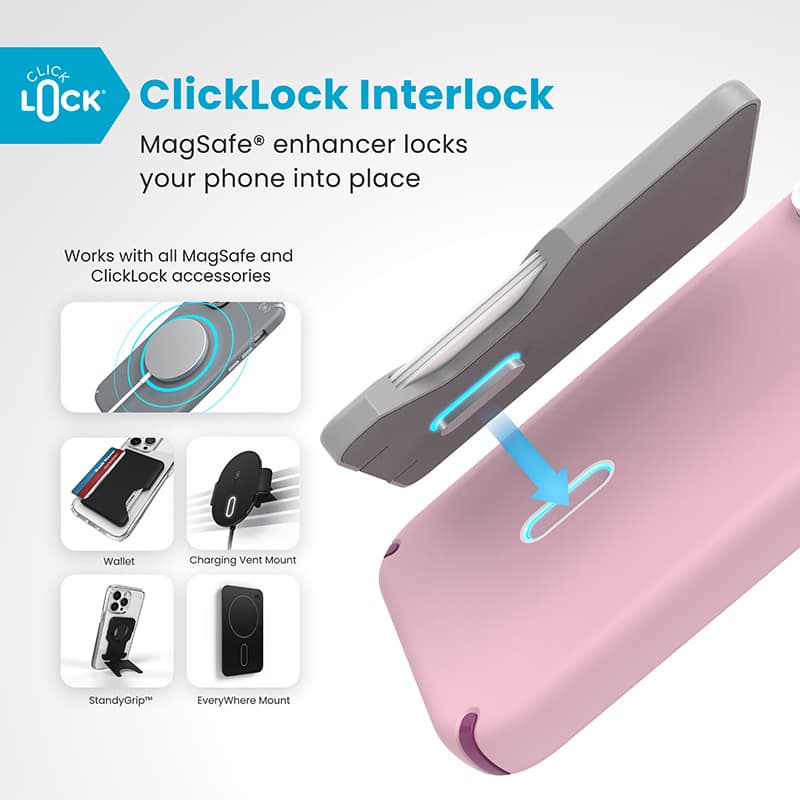 Speck Presidio2 Pro ClickLock & MagSafe - iPhone 16 Pro Max Case (Wednesday Pink / Boysenberry Purple / White) 2