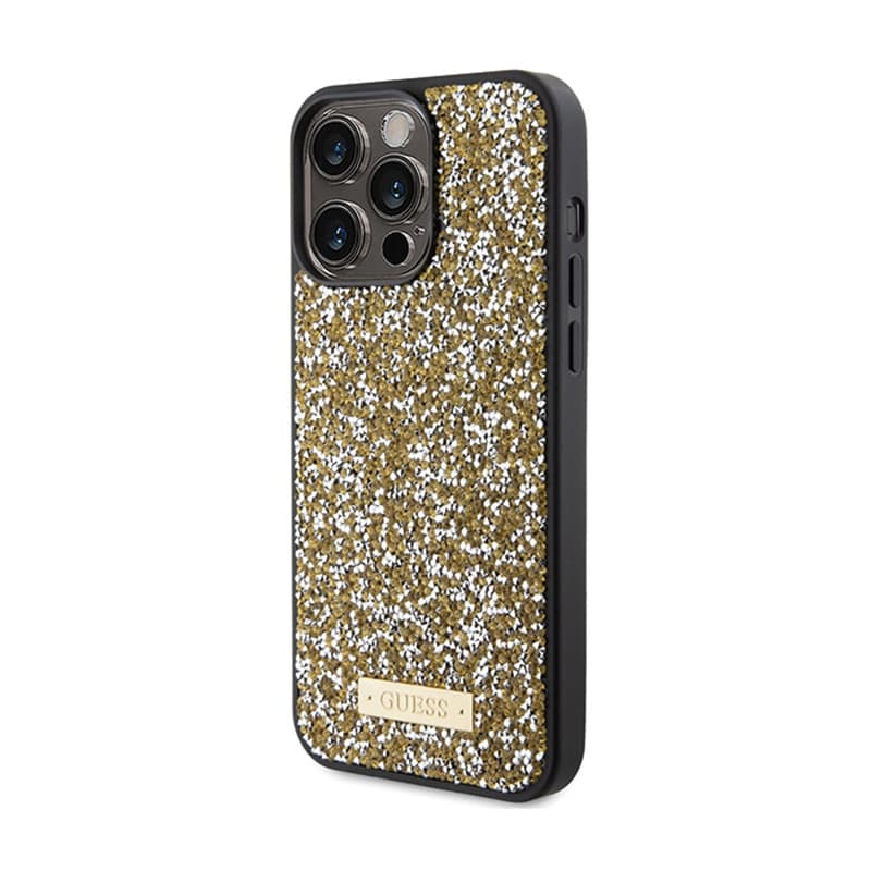 Guess Rhinestone Metal Logo - Case for iPhone 15 Pro (Yellow) 2