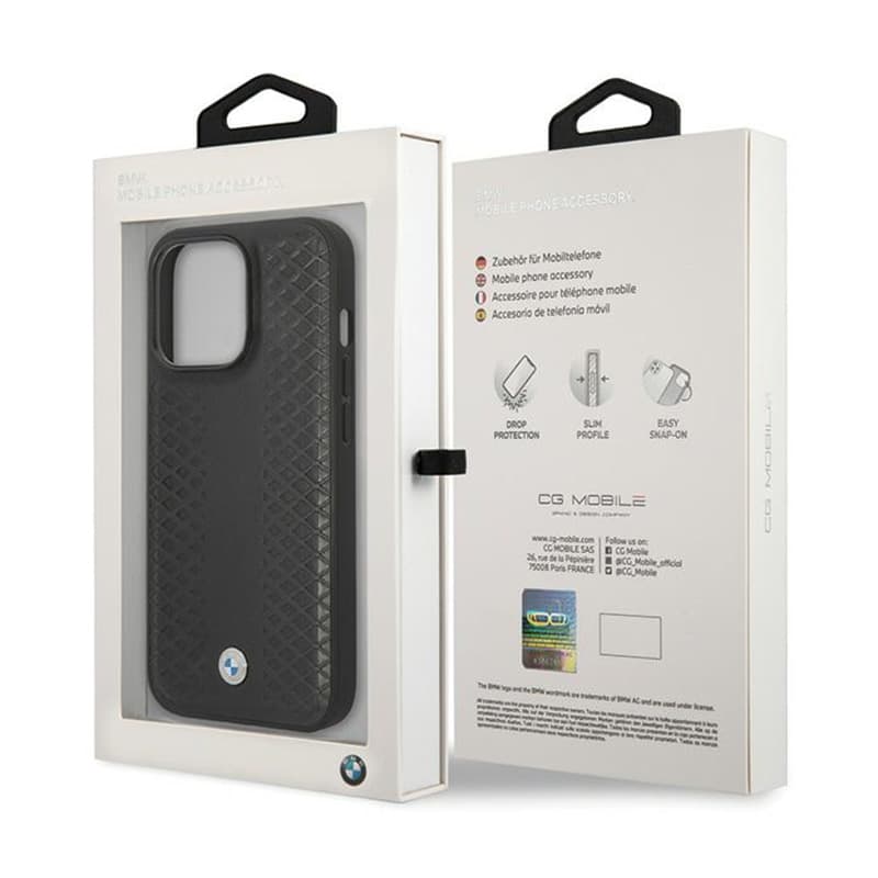 BMW Leather Diamond Pattern - Case for iPhone 14 Pro (Black) 8