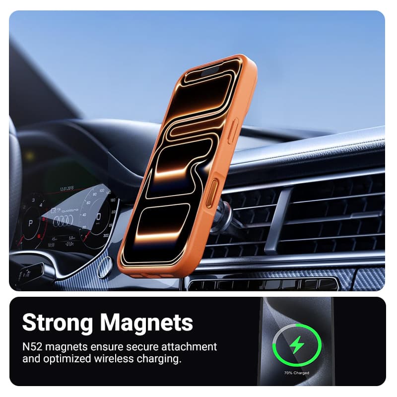 Crong Hybrid Matte Magnetic - MagSafe iPhone 17 Pro Case (Orange) 3