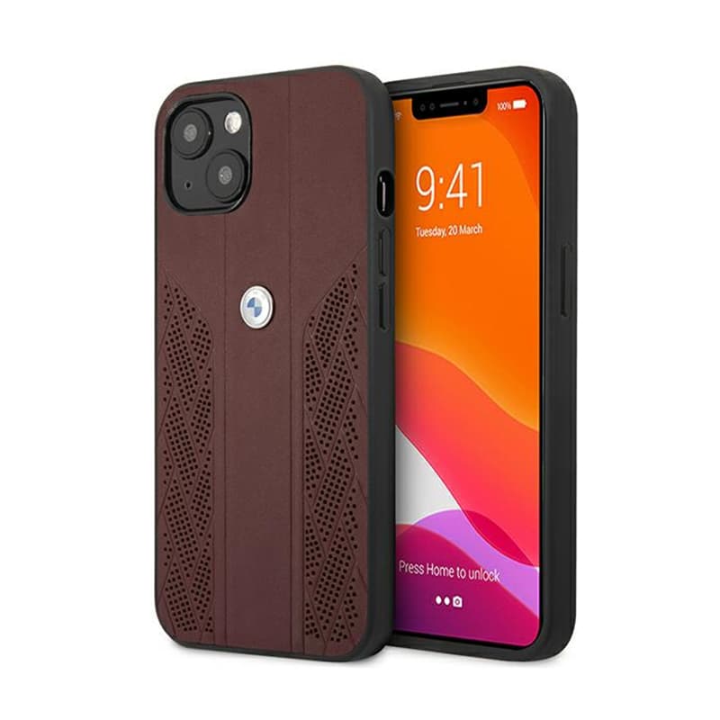 BMW Leather Curve Perforate HC - Case for iPhone 13 mini (Red) 1