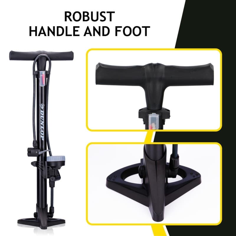 Dunlop - Floor pump for bikes, balls, mattresses with pressure gauge (Black) 5