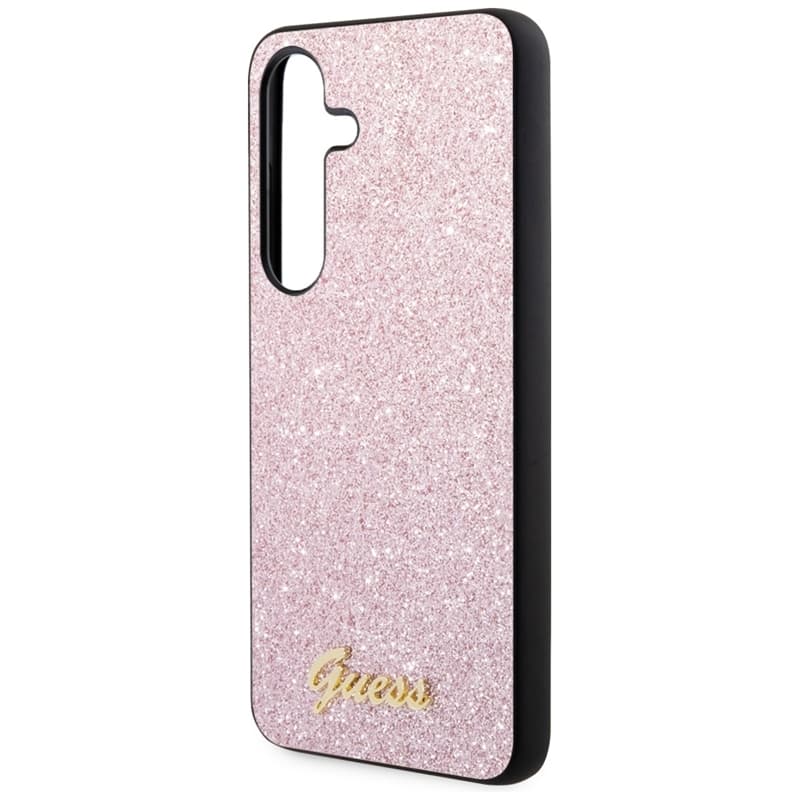 Guess Glitter Flakes Metal Logo Case - Case for Samsung Galaxy S24 (Pink) 6