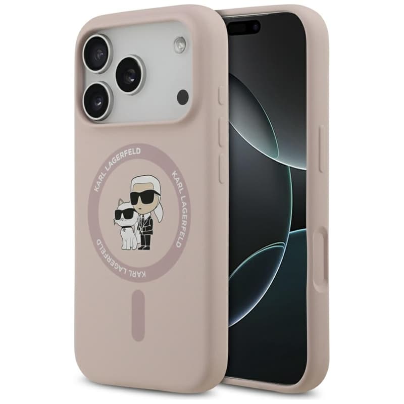 Karl Lagerfeld Silicone Karl & Choupette Ring MagSafe - Case iPhone 17 Pro (pink)