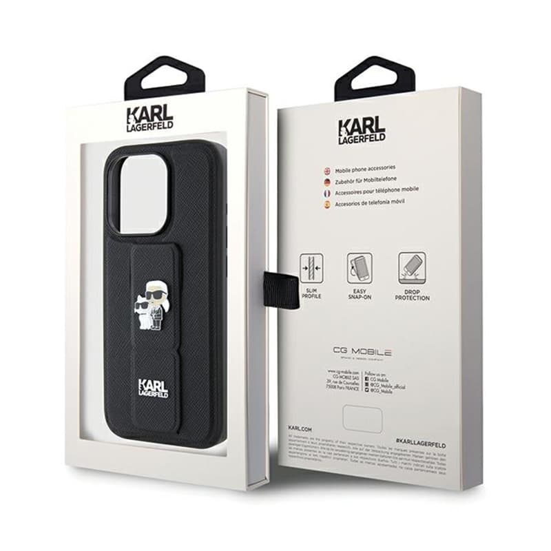 Karl Lagerfeld Gripstand Saffiano Karl & Choupette Pins - iPhone 13 Pro Case (black) 8