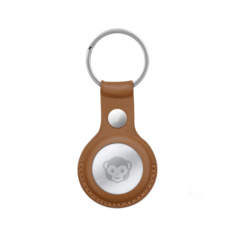 Crong Leather Case with Key Ring – Protective leather case with key ring for Apple AirTag 1/2 (brown) 5